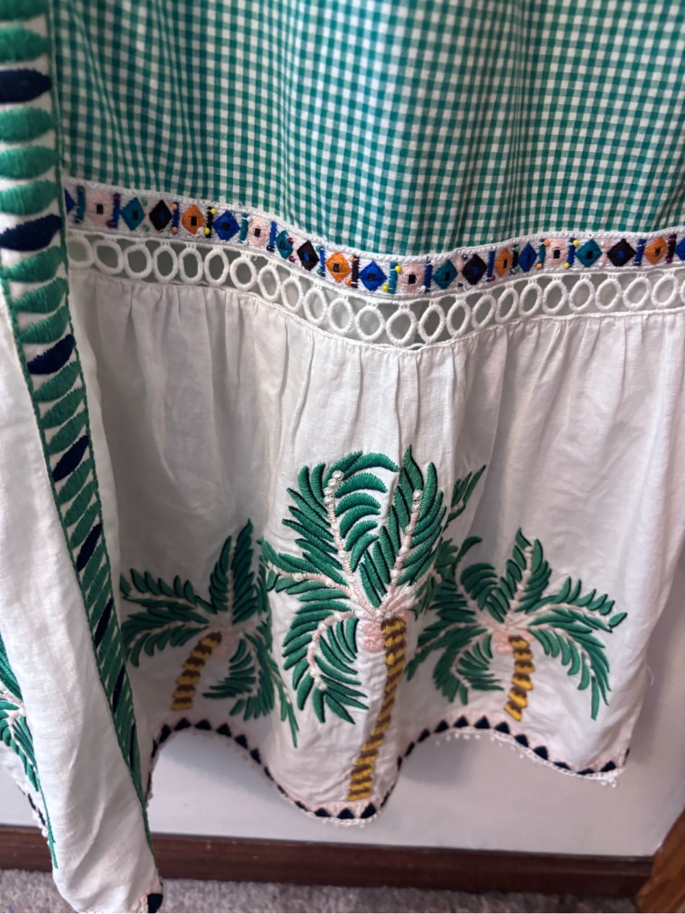 FARM Rio Bohemian Linen Maxi Dress with Green Palm Embroidery - Picture 7 of 14